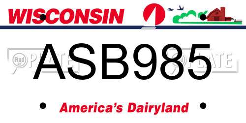 ASB985 Wisconsin License Plate