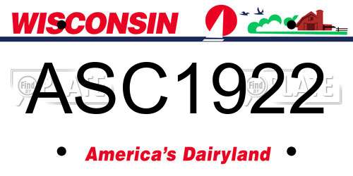 ASC1922 Wisconsin License Plate