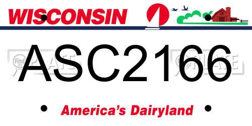 ASC2166 Wisconsin License Plate
