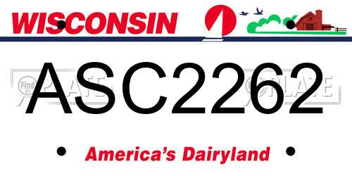 ASC2262 Wisconsin License Plate