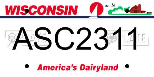 ASC2311 Wisconsin License Plate
