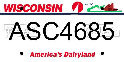ASC4685 Wisconsin License Plate