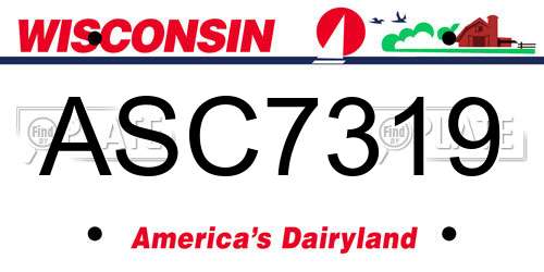 ASC7319 Wisconsin License Plate