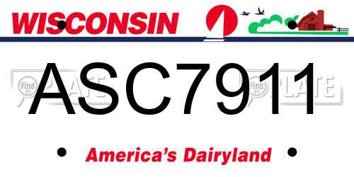 ASC7911 Wisconsin License Plate