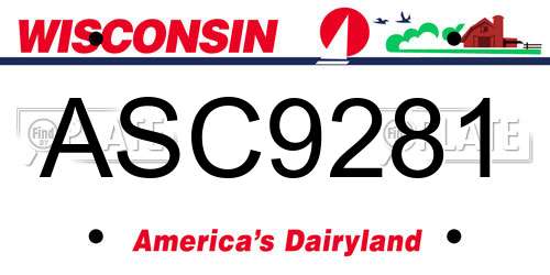 ASC9281 Wisconsin License Plate