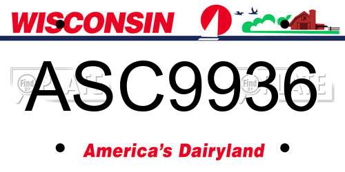 ASC9936 Wisconsin License Plate