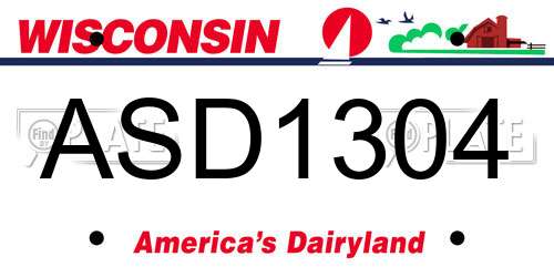 ASD1304 Wisconsin License Plate