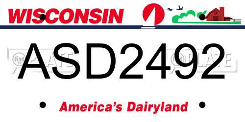 ASD2492 Wisconsin License Plate
