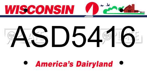 ASD5416 Wisconsin License Plate