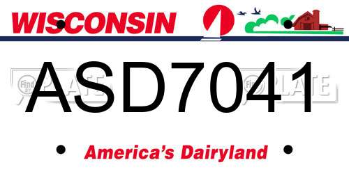 ASD7041 Wisconsin License Plate