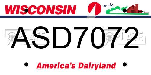 ASD7072 Wisconsin License Plate