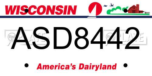 ASD8442 Wisconsin License Plate