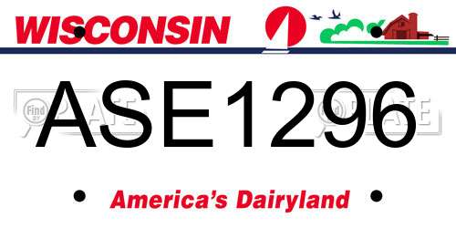 ASE1296 Wisconsin License Plate