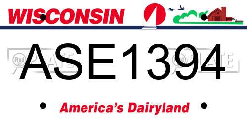 ASE1394 Wisconsin License Plate