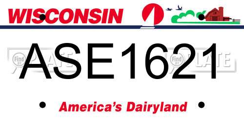 ASE1621 Wisconsin License Plate