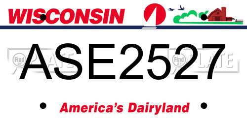 ASE2527 Wisconsin License Plate