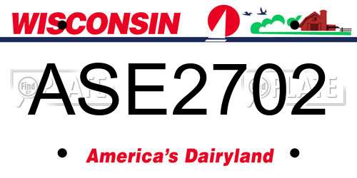 ASE2702 Wisconsin License Plate