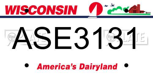 ASE3131 Wisconsin License Plate