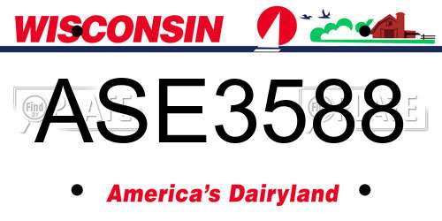 ASE3588 Wisconsin License Plate
