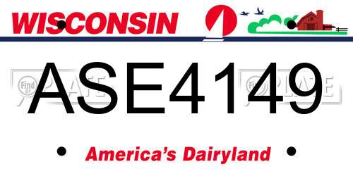 ASE4149 Wisconsin License Plate