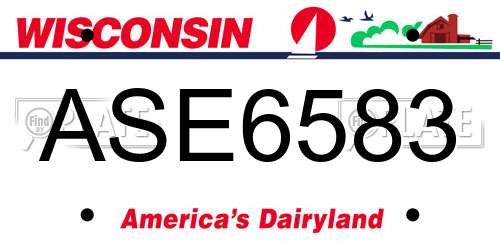 ASE6583 Wisconsin License Plate