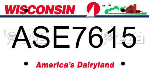 ASE7615 Wisconsin License Plate