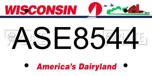 ASE8544 Wisconsin License Plate
