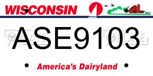 ASE9103 Wisconsin License Plate