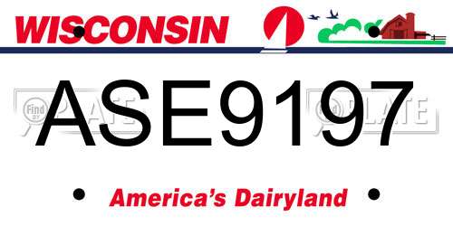 ASE9197 Wisconsin License Plate