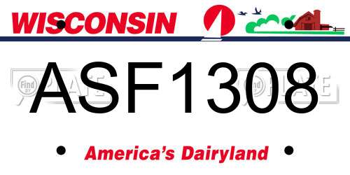 ASF1308 Wisconsin License Plate