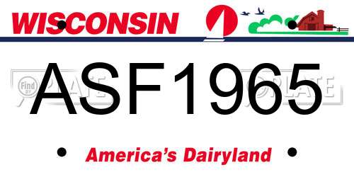 ASF1965 Wisconsin License Plate