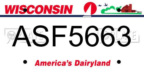 ASF5663 Wisconsin License Plate