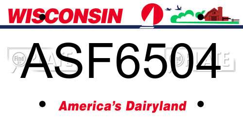 ASF6504 Wisconsin License Plate