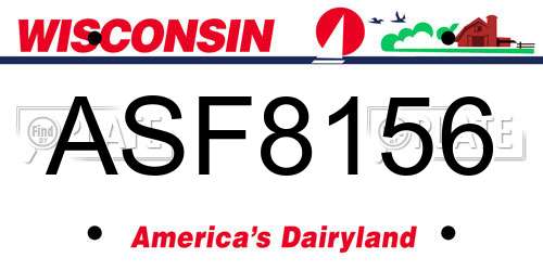 ASF8156 Wisconsin License Plate