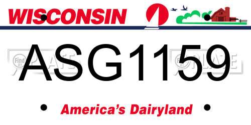 ASG1159 Wisconsin License Plate