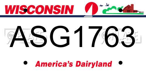 ASG1763 Wisconsin License Plate