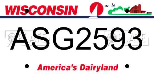 ASG2593 Wisconsin License Plate