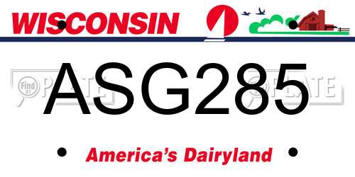 ASG285 Wisconsin License Plate
