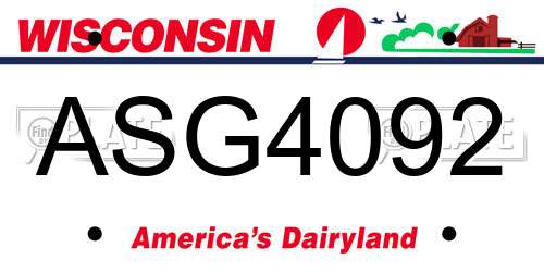 ASG4092 Wisconsin License Plate