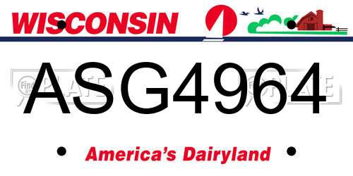 ASG4964 Wisconsin License Plate