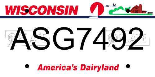 ASG7492 Wisconsin License Plate
