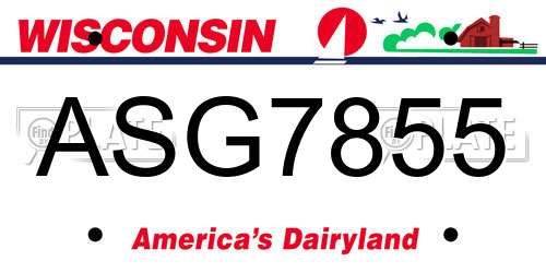 ASG7855 Wisconsin License Plate