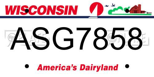 ASG7858 Wisconsin License Plate