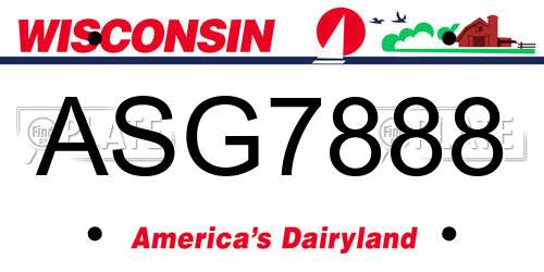 ASG7888 Wisconsin License Plate