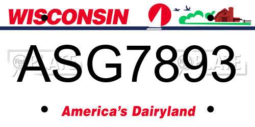 ASG7893 Wisconsin License Plate