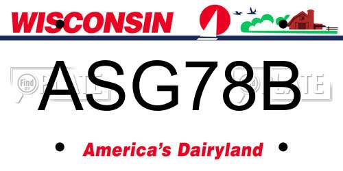 ASG78B Wisconsin License Plate