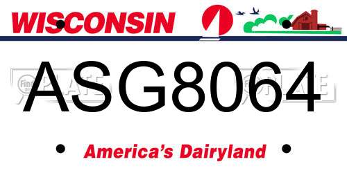 ASG8064 Wisconsin License Plate