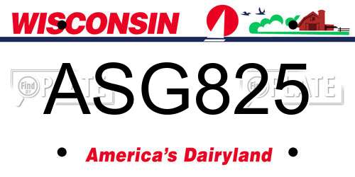 ASG825 Wisconsin License Plate