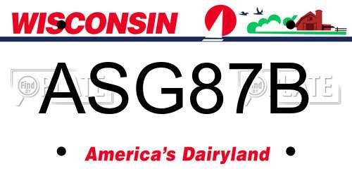 ASG87B Wisconsin License Plate