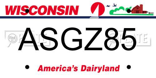 ASGZ85 Wisconsin License Plate